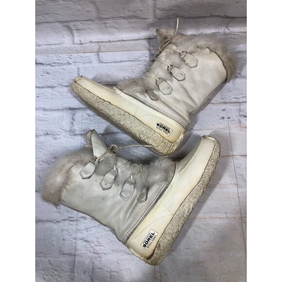 SOREL Nanook Faux Fur Trim Lace Up Mid-Calf Leather Winter Snow Boots Womens 9 ( - Picture 6 of 11
